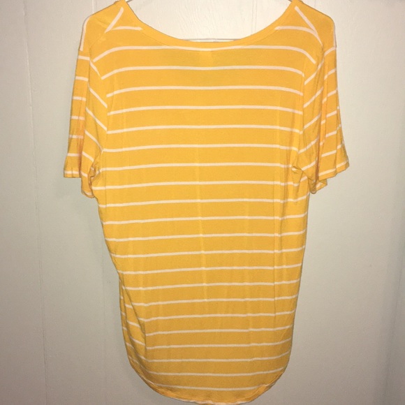 A yellow tee with white stripes. - Picture 2 of 3